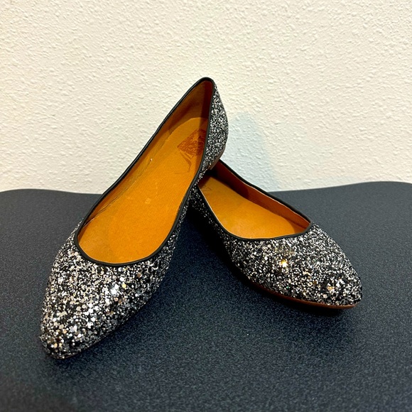 Madewell Shoes - Madewell 1937 Footwear Sidewalk Skimmer Black Silver Glitter Ballet Flat Pointed